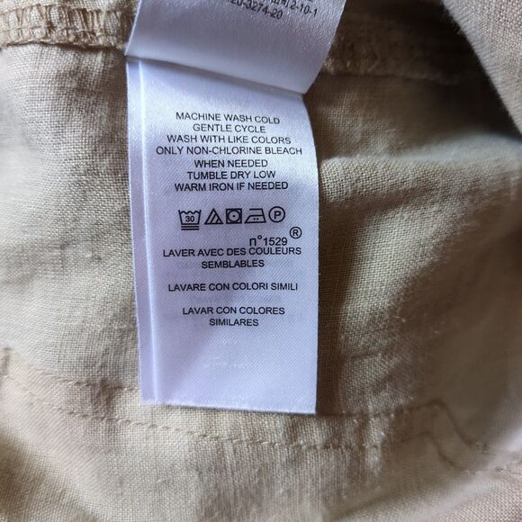 LRL Ralph Lauren 100% Linen Wide Leg Pants Beige Tan Casual Preppy Womens 8 - Picture 12 of 13